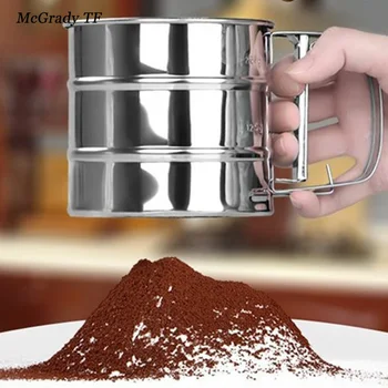 

Stainless Steel Flour Sieve Cup Design Shaker Manual Baking Pastry Tool Bakeware for Coffee Icing Sugar Powder Kitchen Tools