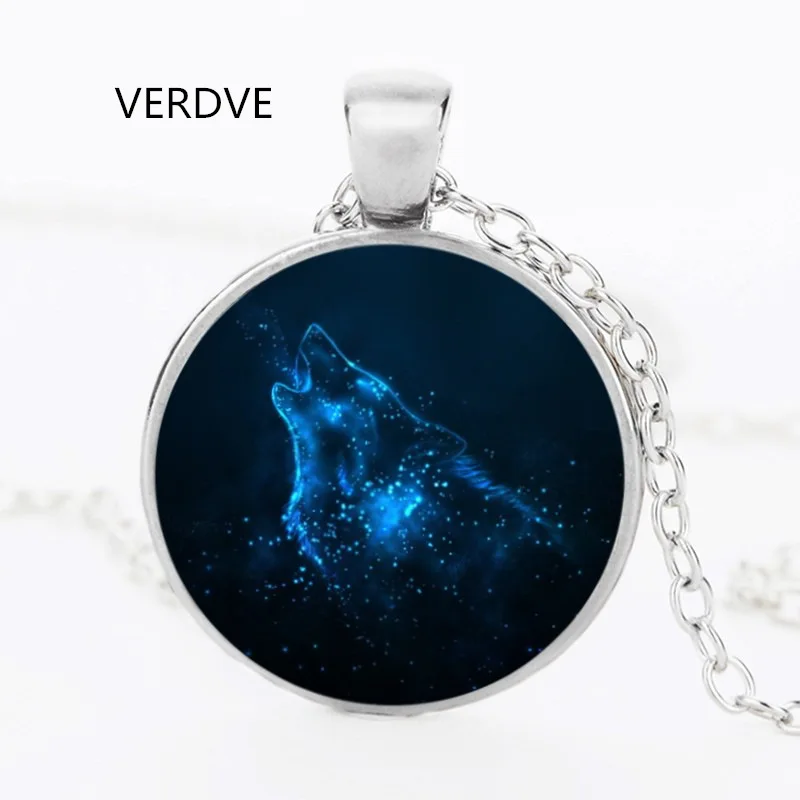 Free Shipping Wholesale New Nymph Wolf Necklace Glass Pendant Glass Jewelry Photo Round necklace