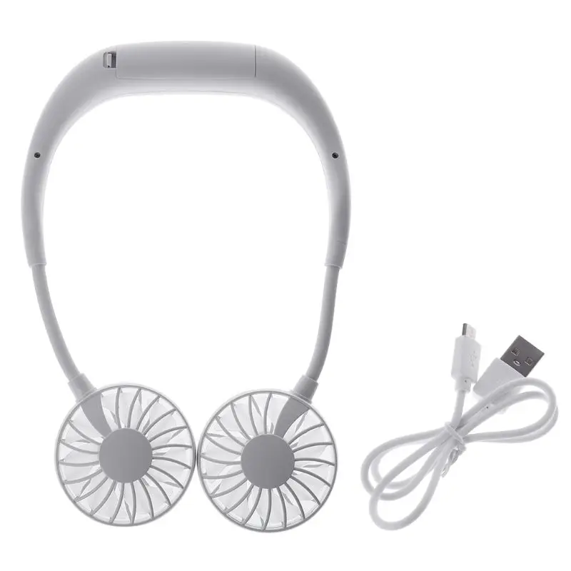 Белый HNGCHOIGE Hands Free шейный подвесной Персональный вентилятор с usb-кабелем Rechageable Mini охлаждающий летний портативный - Цвет: Белый