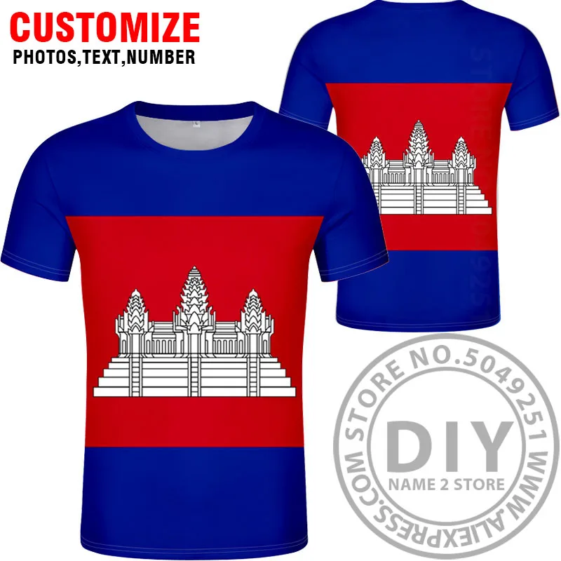 Камбоджа футболка diy изготовление под заказ имя номер кхм страна футболка Национальный флаг кх кхмер камбоджийское Королевство печать фото одежда - Цвет: Style 4