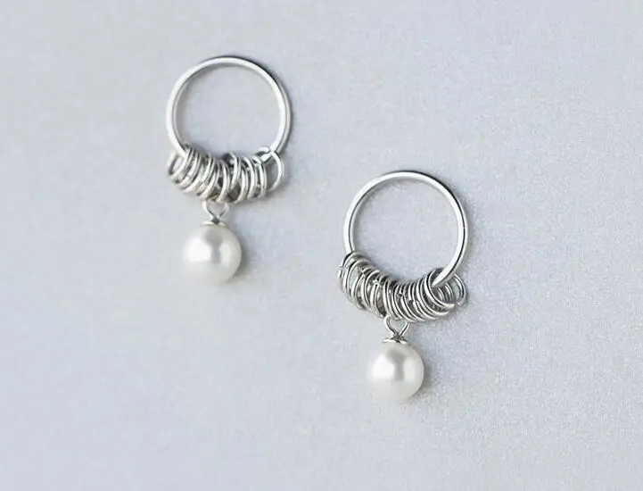 1 пара реальные. 925 пробы серебро круги и Shell Pearl кисточкой серьги Boho GTLE844 |