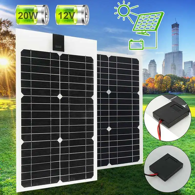 

Elfeland 20W 12V Solar City Semi-flexible Solar Panel 30cm Cable For Car RV Boat