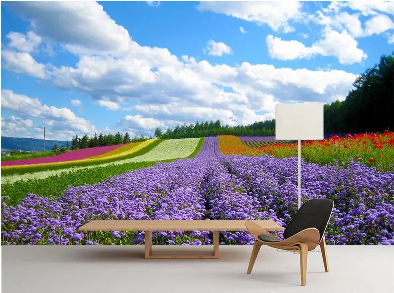

Custom photo 3d wallpaper Non-woven mural 3d wall murals wallpaper for living room Lavender field scenery decoration painting