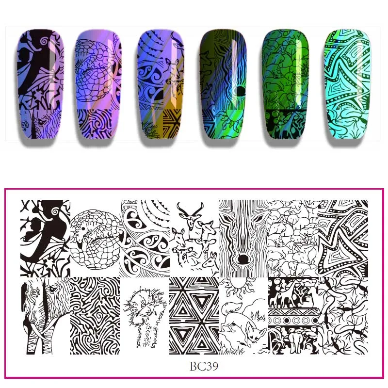 Штамповка ногтей 12*6 см пластины флоры и фауны серии DIY Дизайн ногтей печать шаблон изображения