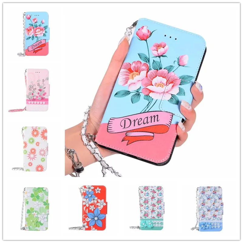 

Dower Me New Fashion Beautiful Colorful Flower Floral Flip Wallet Handbag Leather Case Cover For iPhone X 8 7 6S Plus 5 5S SE