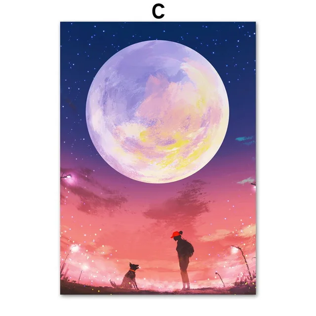Oil-Painting-Moon-Sunset-Girl-Boy-Gift-Nordic-Posters-And-Prints-Wall-Art-Canvas-Painting-Cartoon.jpg_640x640 (2)