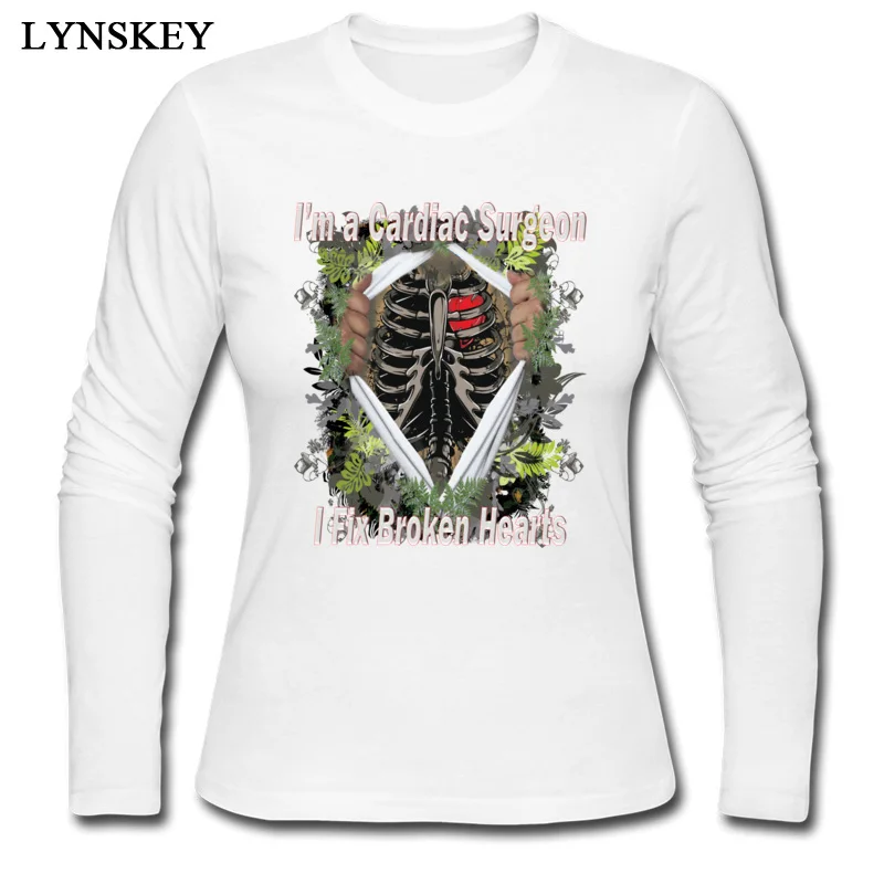 

LYNSKEY Rife Family Tops Shirt Crew Neck Summer/Fall 100% Cotton Long Sleeve T Shirts for Girls Cardiac Surgeon Cool Tee Shirt