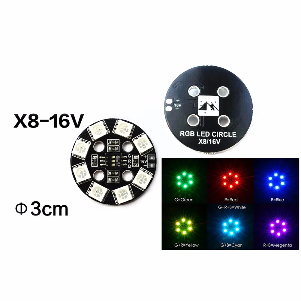 

1 pcs Matek RGB 5050 16V LED Circle Board 7-colors X8 16V for FPV RC Multicopter quadcopter drone frame