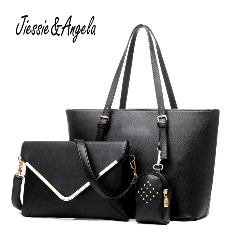 

Jiessie & Angela Fashion Women Bag Set Luxuy Brand Composite Female PU Casual Big Tote Design Messenger Shoulder Bag Bolsa