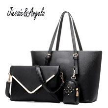 Jiessie Angela Fashion Women Bag Set Luxuy Brand Composite Female PU Casual Big Tote Design Messenger