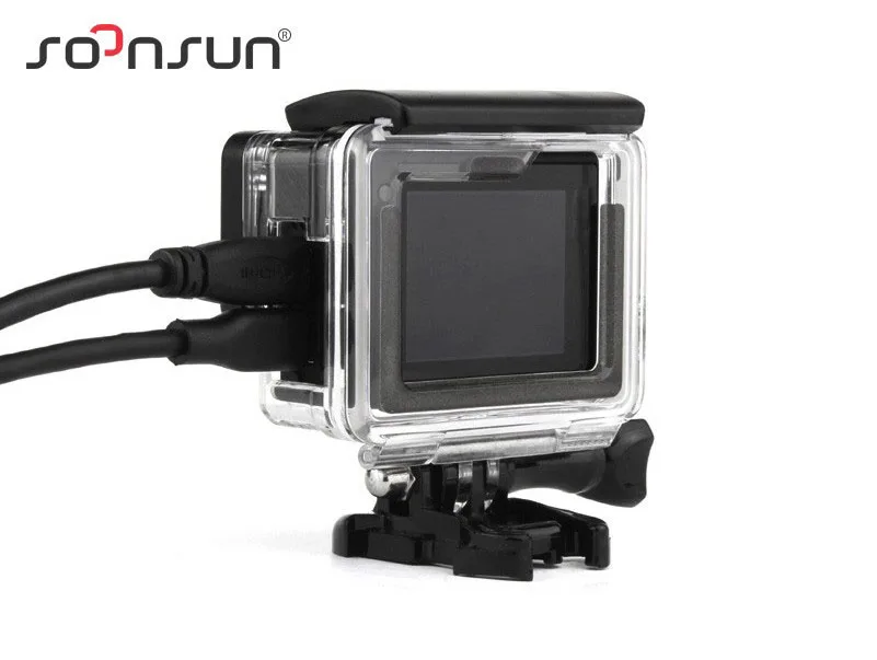 SOONSUN боковой открытый Скелет Защитный корпус чехол для GoPro Hero 4 3+ 3 камеры, задняя дверь является скелетом и осязаемым