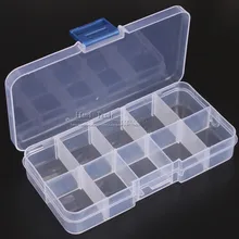 1Pcs It can be split transparent plastic component box 10 grid storage box Chip / SMD parts / IC / Accessories / screw box