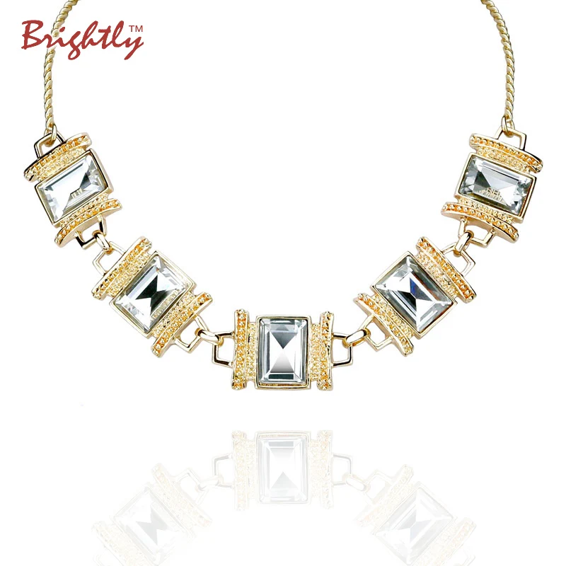Brightly Maxi Statement Necklaces with Elegant White/Black Rhinestones