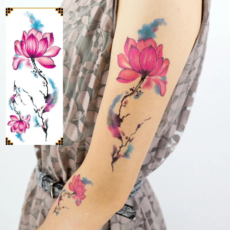 063 30 De Réduction1 Pièce Fleur Lotus Design Art Corporel Décalcomanie étanche Temporaire Tatouage Pour Femmes Bras Jambe Sexy Tatouage Papier