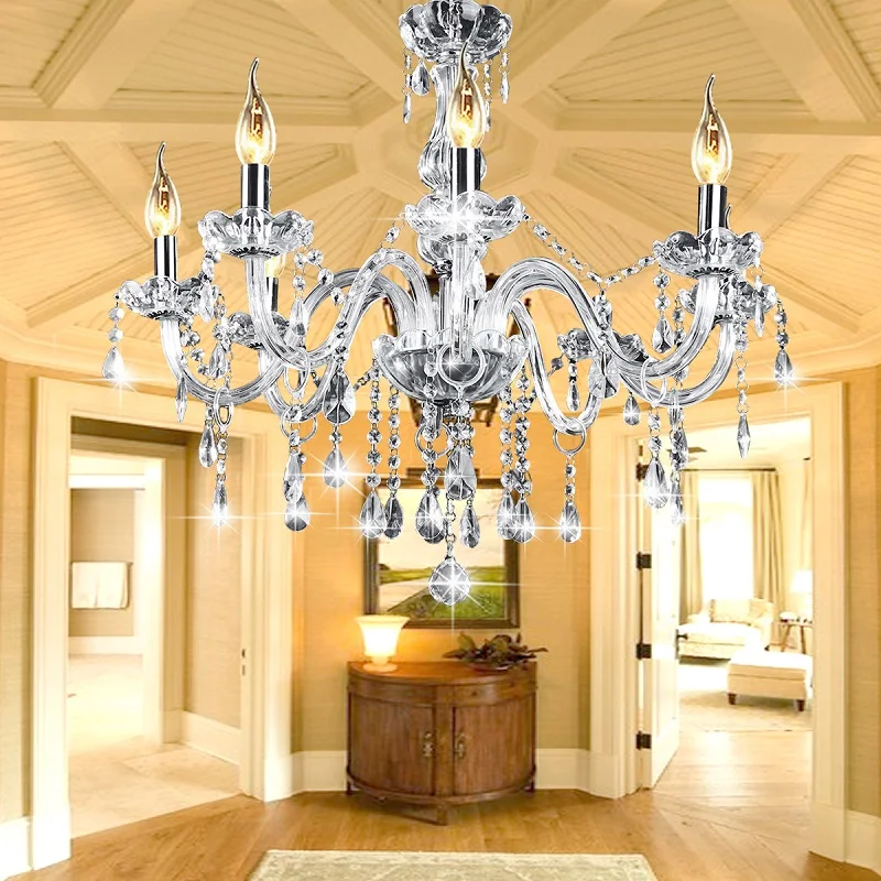 Candelabro de Cristal Sala de Estar Lustres de Crista Pingentes e Lustres Lâmpada de Iluminação Moderna Decora Tiffany Home Indoor E12 l 7 Cheap Lustres