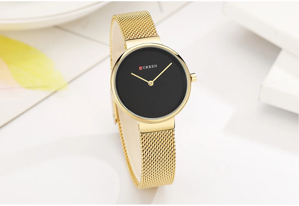 Ladies Dress Mesh Bracelet Watches with Stainless Steel CURREN Simple Fashion Quartz Wristwatch Women Clock Female Montre femme