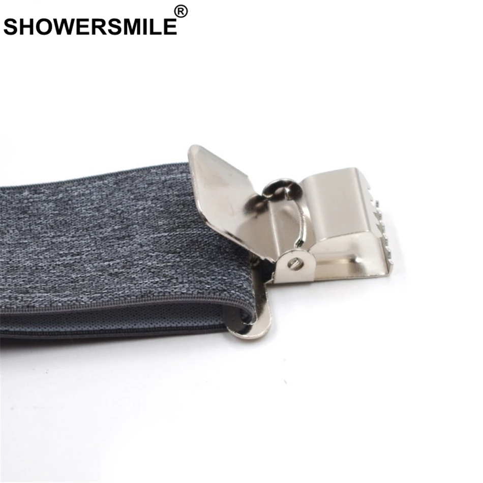 SHOWERSMILE мужские подтяжки серые широкие 5 см мужские подтяжки для брюк 3 зажима эластичные Брендовые мужские брюки аксессуары 120 см