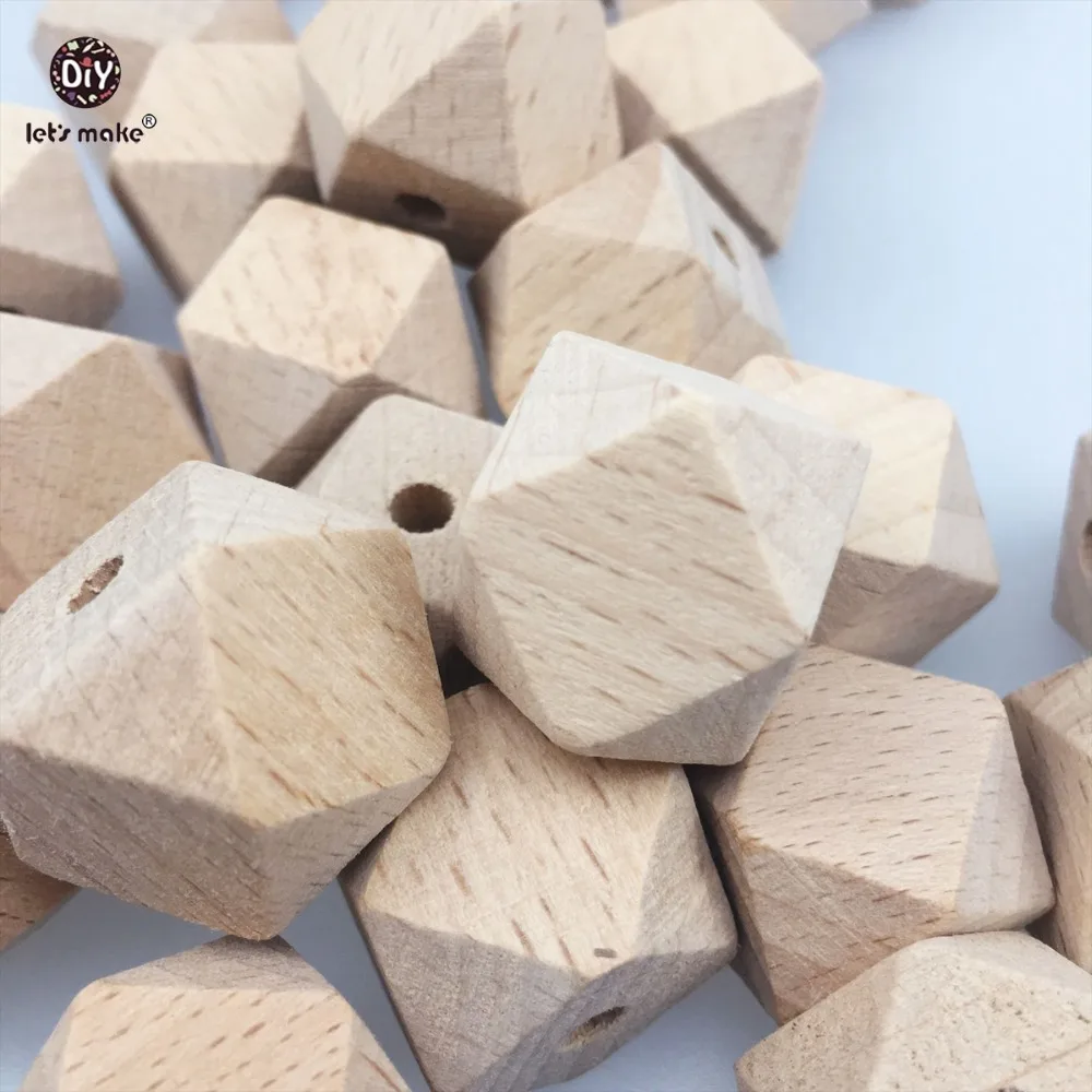 

Let's make Baby Teether Accessories Unfinished Hexagon Beads 20MM Natural Wooden 25pc Beech Teether Toys DIY Teething Necklace