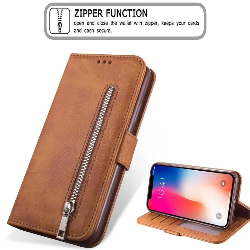 Flip Leather Wallet Case Cover Imitation Cowhide Zipper Card Slot For iPhone 13 12 11 Pro Max XR XS MAX X 6 6S 7 8 Plus SE2020 11 phone case