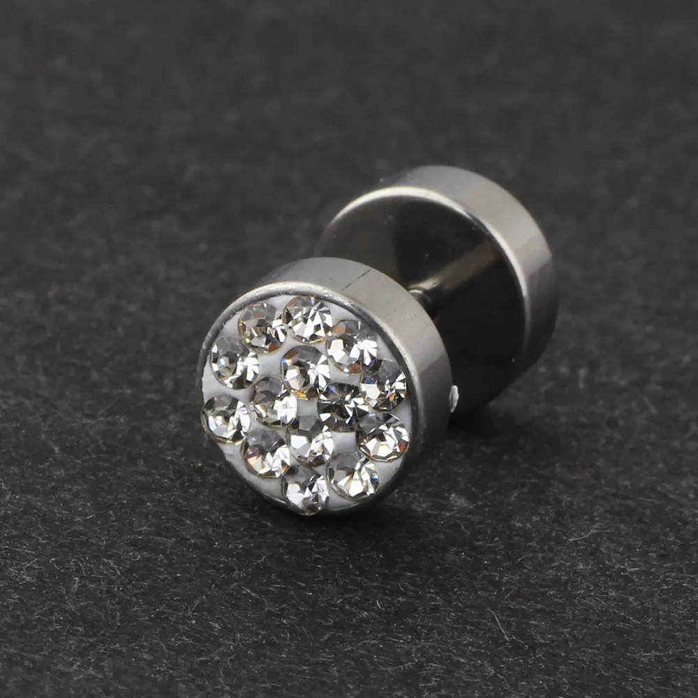 JUNLOWPY Surgical Steel Helix Earring Tragus Cartilage Stud Barbells Crystal Fancy Ear Studs Body Piercing Jewelry for Women Men