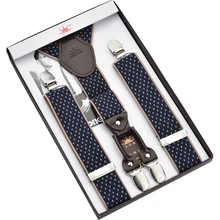 Мужские жаккардовые переплетения 4 зажима из натуральной кожи подтяжки с бесплатной доставкой