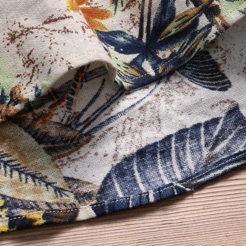 Women Linen Blouse Shirt 2019 Summer Short Sleeve Button Tops Women's V-Neck Floral Printed Casual Loose Shirts Femme Blusas