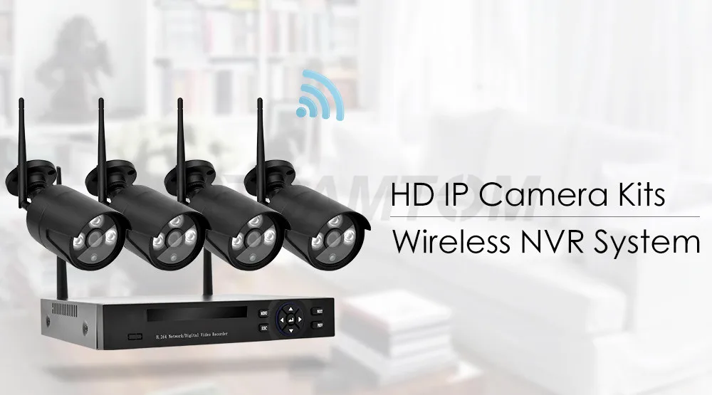 Wistino 4CH Wireless IP Camera NVR Kits 720P CCTV Security System Wifi Cameras XMEye Outdoor Waterproof Surveillance Kit Night Vision (1)