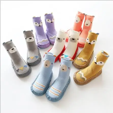 

New spring and autumn tube cartoon baby shoes socks baby toddler anti-slip combed cotton children's floor socks
