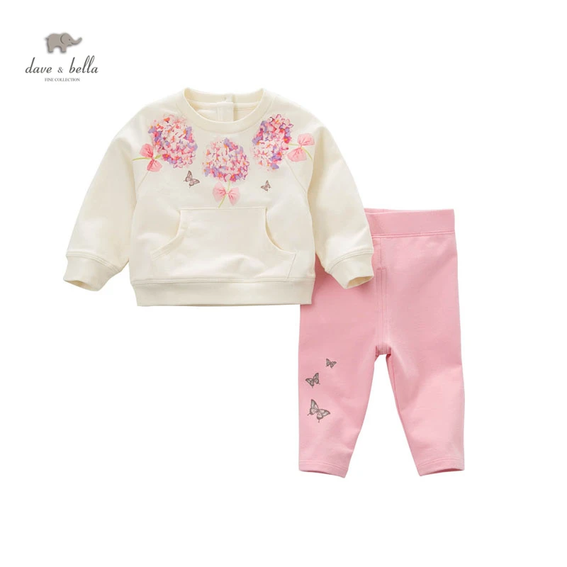 DB5115 dave bella/весенне-осенний комплект одежды с цветочным принтом для маленьких девочек; Спортивный комплект; Изысканная одежда