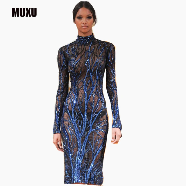 Sexy Blue Sequin Dress