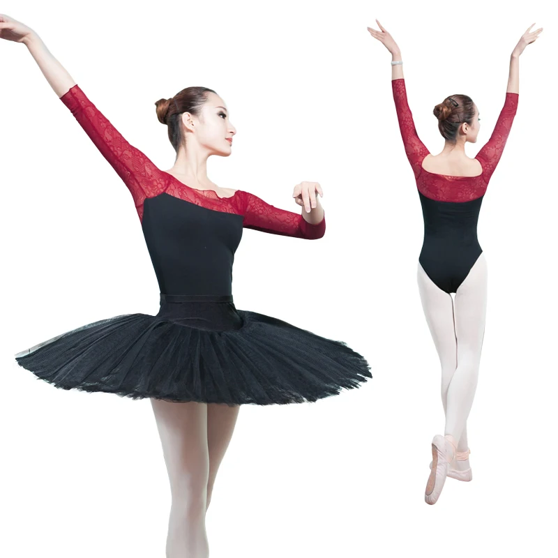 Wholesales Girls Adults Ballet Dance Leotards Black Lace Sleeve