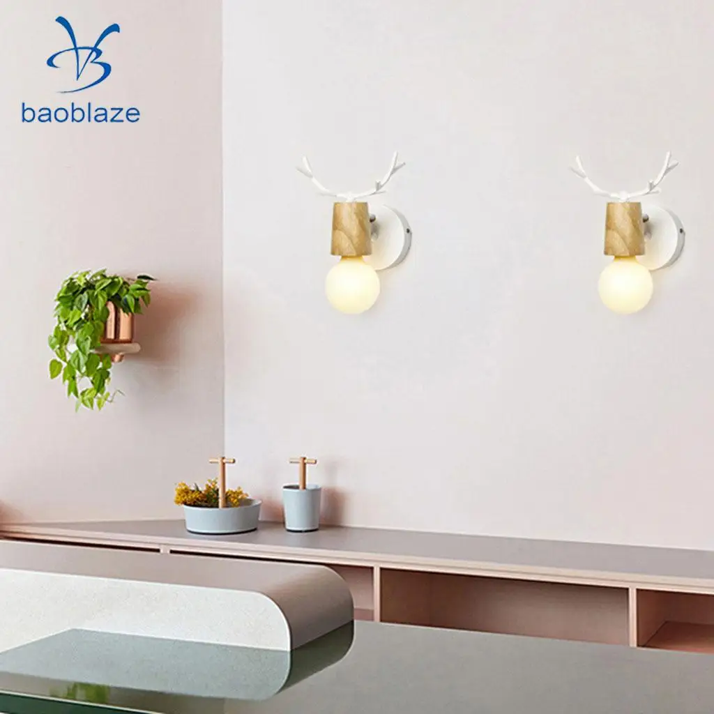  Nordic Style Wood Antler Chandelier / Wall Iron Pendant Lamp Sconce Dining Living Room Aisle Hotel