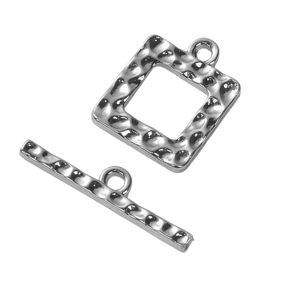Doreenbeads Lega A Base Di Zinco Argento Colore Oro Fai Da Te Attiva/Disattiva Fermagli Quadrati 25Mm X 5Mm(1 "X 2/8") 19Mm X 15Mm( 6/8 "X 5/8"), 2 Se