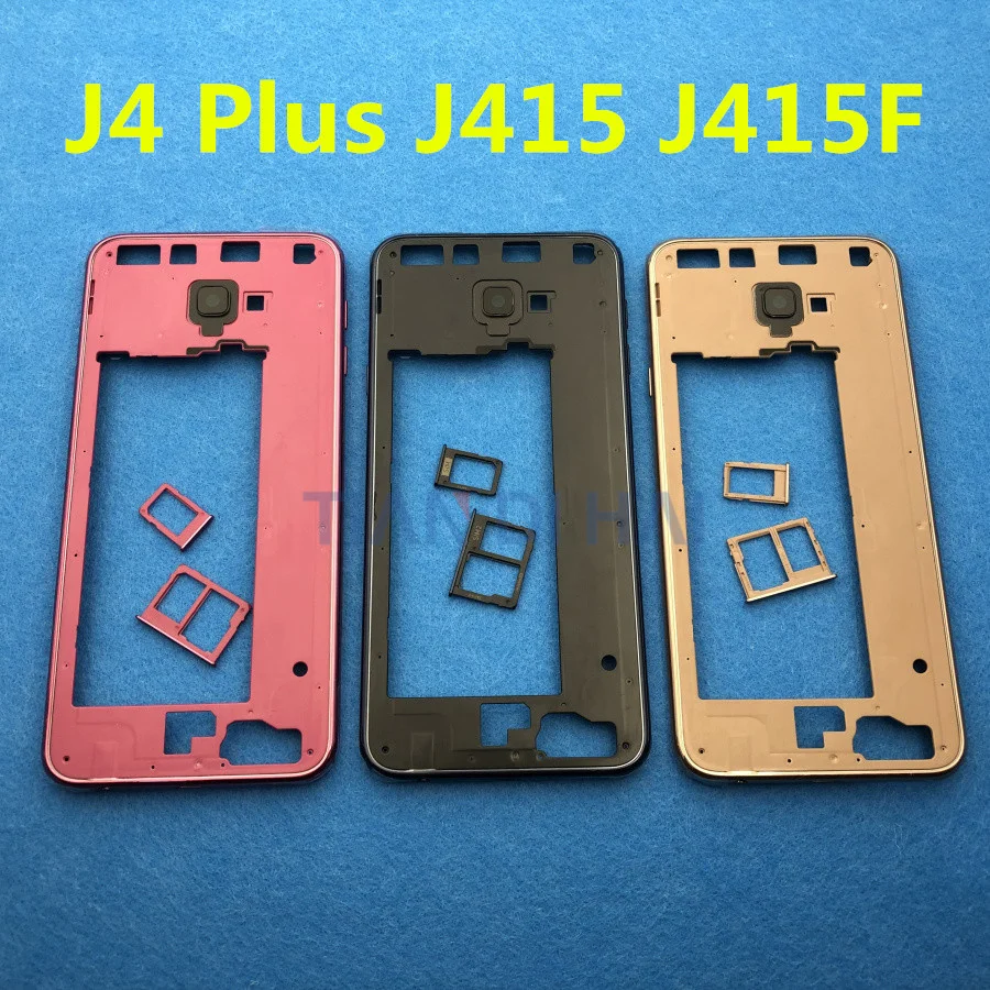 J4+ Корпус Запасные насадки для ремонта для samsung Galaxy J4 Plus J415 SM-J415F средний корпус крышка рамка Корпус для телефона+ наклейка+ Инструменты