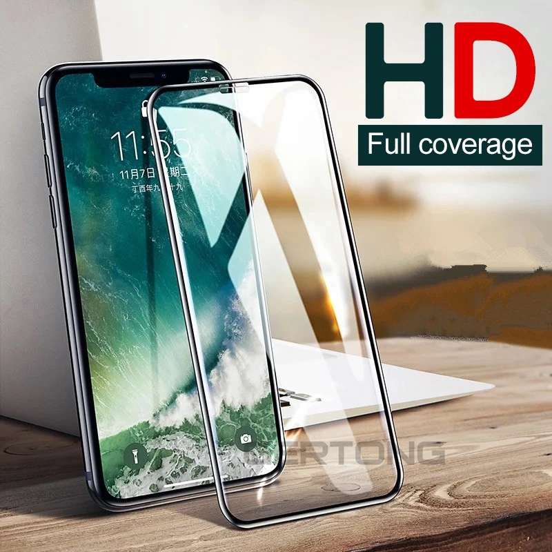 

For iPhone 7 Full Cover Tempered Glass For iPhone X 8 5 5S SE 7 6 6s Plus Screen Protector For iPhone XR XS Max Protective Film