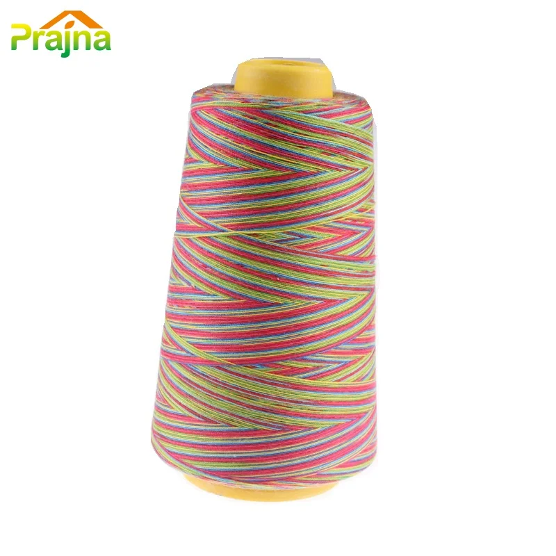Prajna многоцветные радужные нитки для шитья катушка промышленная полиэфирная швейная нить машина ручной работы поставки 3000Y 40 S/2 - Цвет: as picture