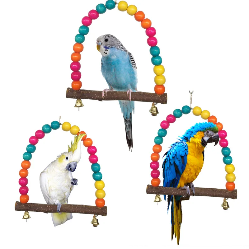 Colorful Parrot Swing Bird Cage Toys Cockatiel Budgie Lovebird Woodens