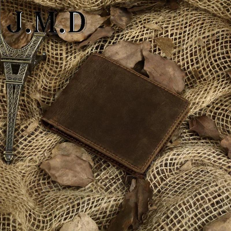 

new crazy horse leather wallet purse men genuine leather short design wallets retro two-fold multi-card billfold 8029