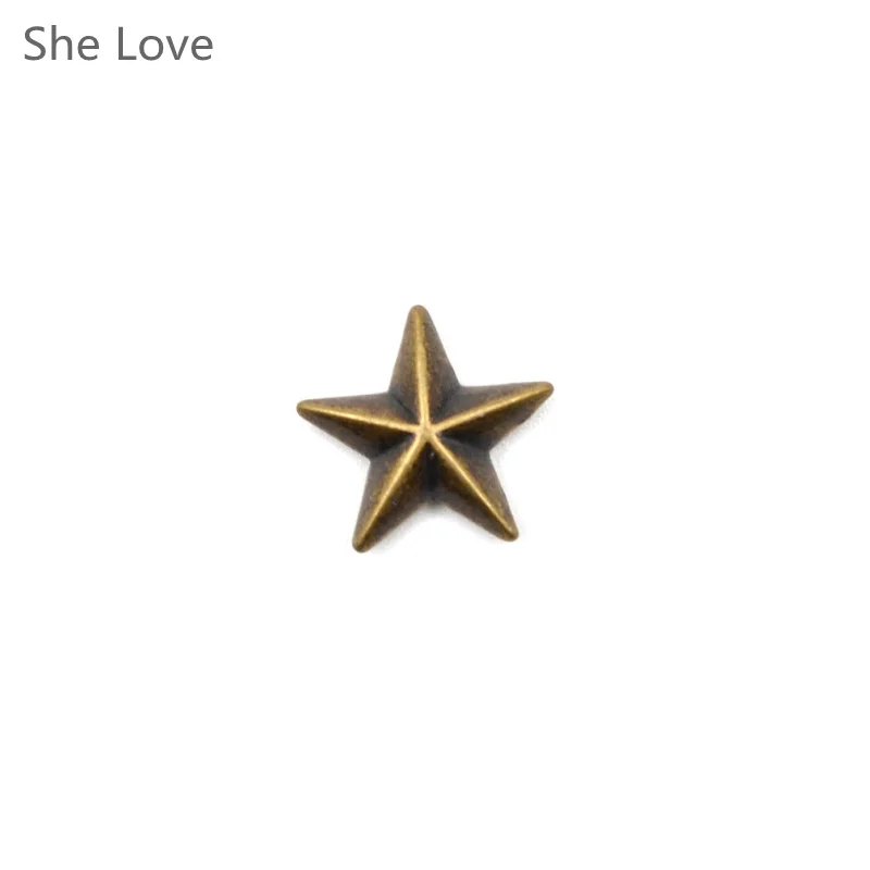 10pcs Metal Star Pentagram Stud Rivet Spike Punk Screw for Leathercraft Bags Shoes DIY Decorated Garment Decor