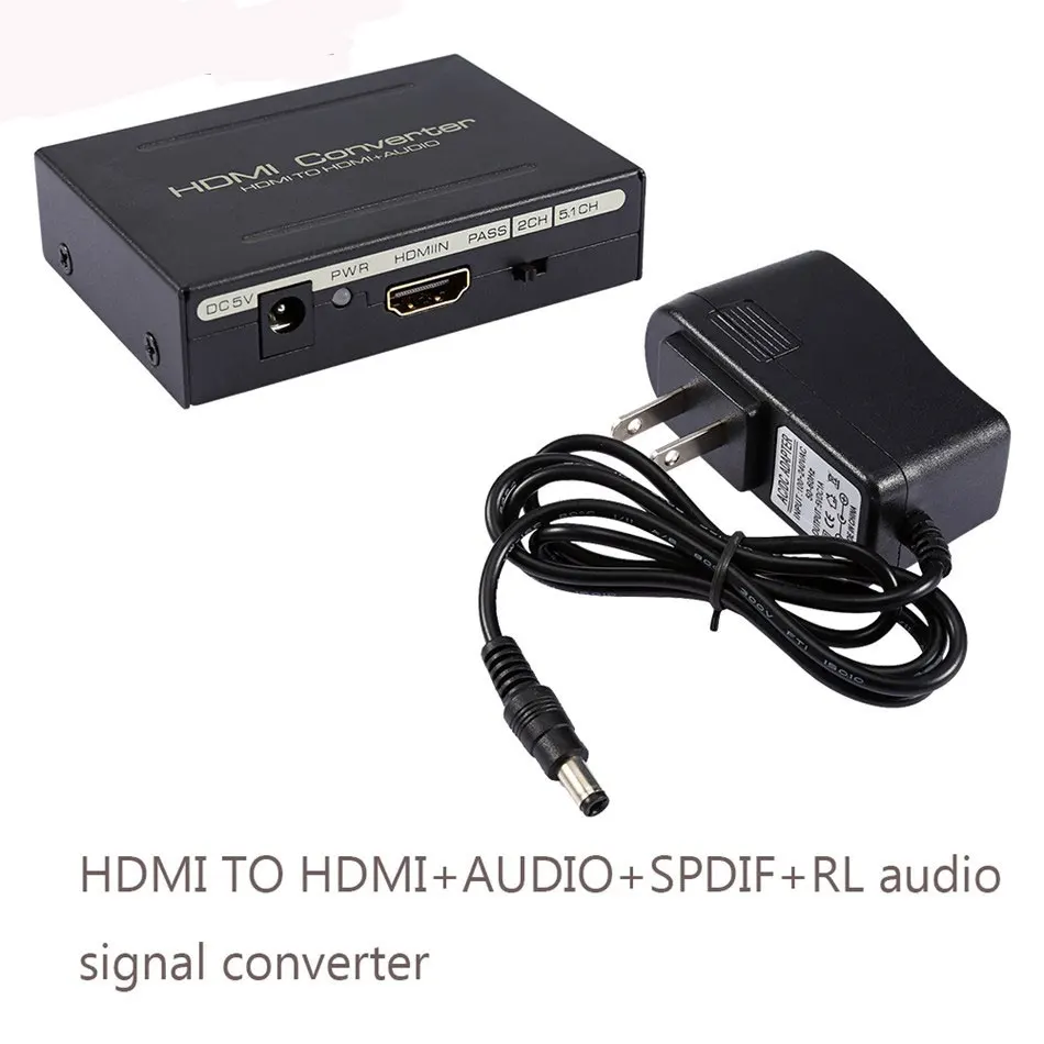 

VBESTLIFE EU/AU/UK/US Plug HDMI Converter Splitter 1080P HDMI to HDMI Optical + SPDIF+ RCA L/R Converter Audio Splitter Adapter