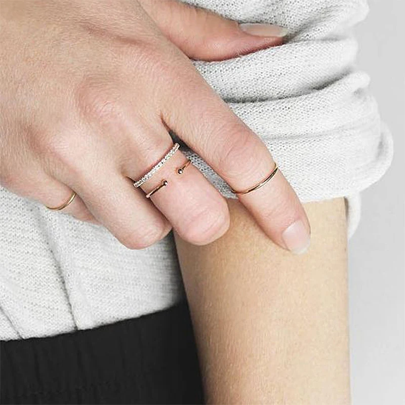 F.I.N.S 925 Sterling Silver Thin Ring Minimalist Smooth Lines Rose Gold Ladies Stackable Engagement Finger Fine Jewelry JT1200 3