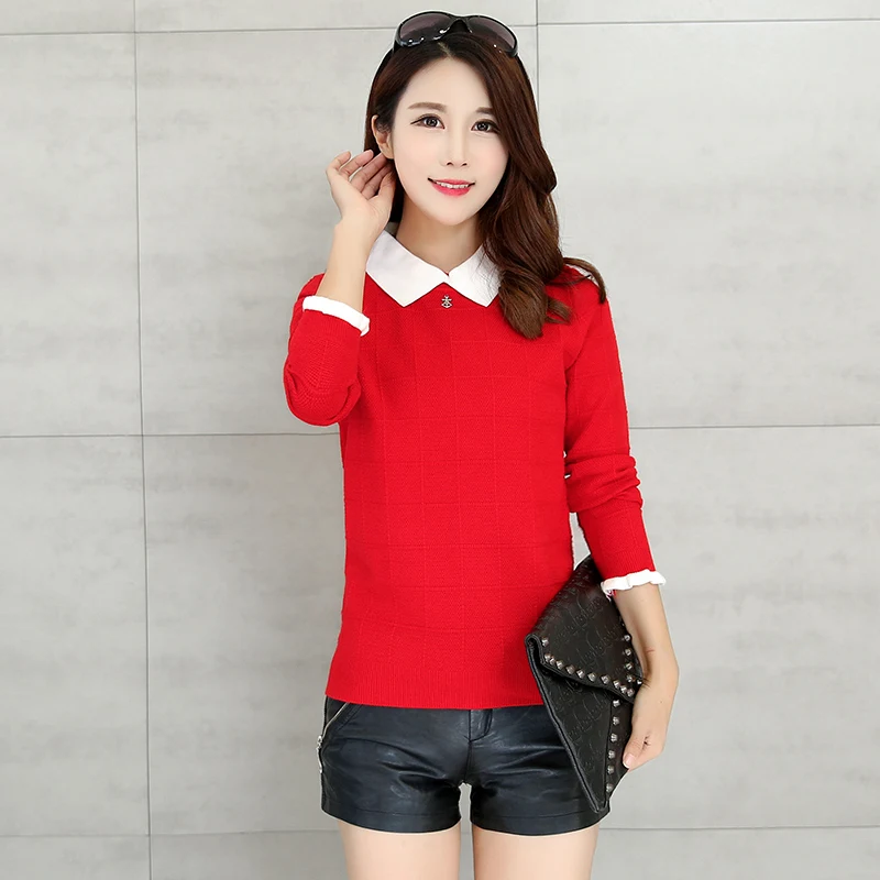 IOQRCJV Woman Sweater 2018 Autumn Winter Long-sleeve Sweater Large Size Lady Clothing Fashion Short Female Pullover Sweater K806