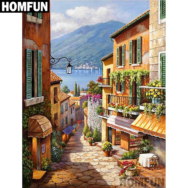 Алмазная вышивка HOMFUN A06716 5D картина городской пейзаж с квадратными/круглыми