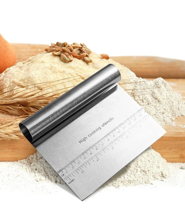

Stainless Steel Pizza Dough Scraper Cutter New Baking Tools With Measuring Scale & Sharp Edge Easy Chop Cookie Pastry