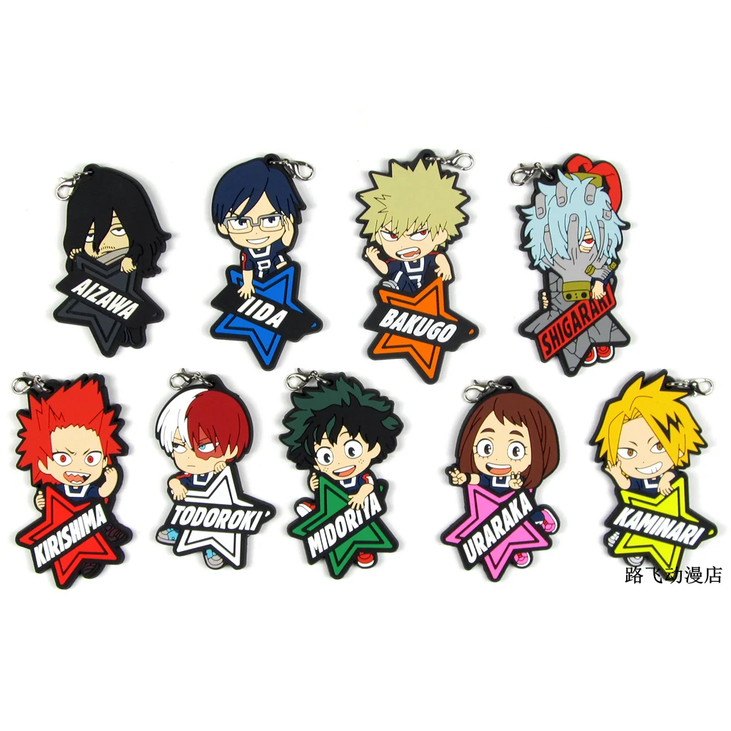

My Hero Academia Bakugo Katsuki OCHACO URARAKA Todoroki Shoto Asui Tsuyu Action Figure Anime Model Rubber Keychain Pendant 6cm