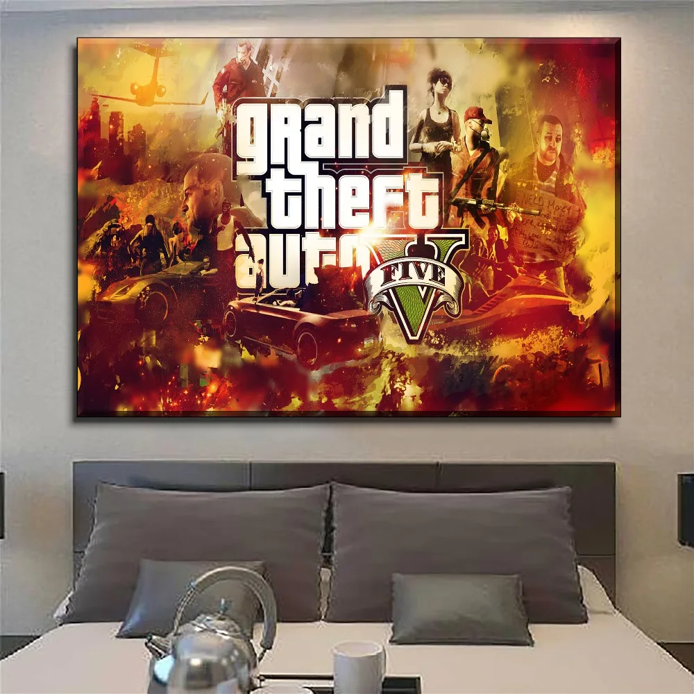 Холст домашняя настенная декоративная картина HD Печать Grand Theft Auto V Game постер
