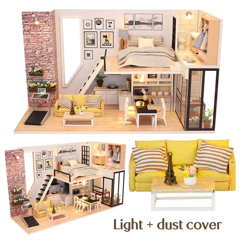 3D Doll House Wooden Furniture DIY Dollhouse Warm and Simple Home Miniaturas Dollhouse Kits Toys for Children Birthday Gifts 3D Doll House Wooden Furniture DIY Dollhouse Warm and Simple Home Miniaturas Dollhouse Kits Toys for Children Birthday Gifts