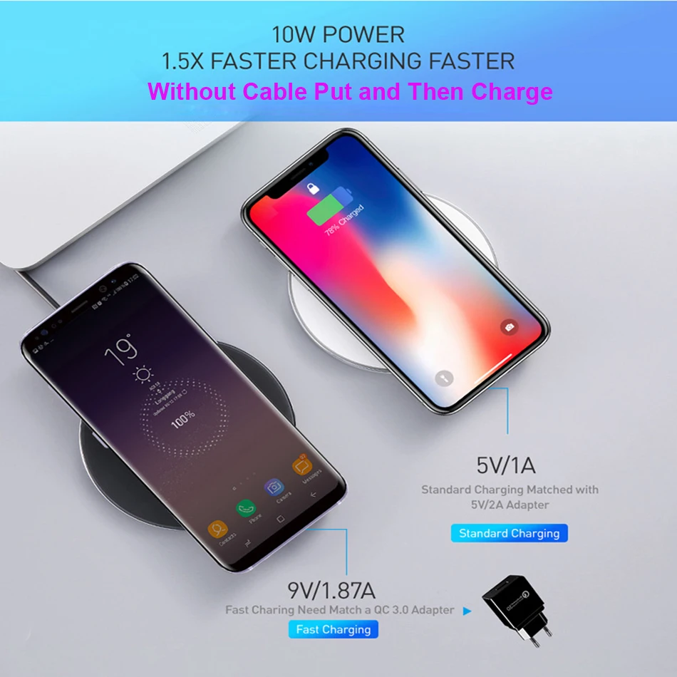 Qi Беспроводное зарядное устройство для iPhone 11 X S 8 samsung Galaxy S9 Быстрая зарядка мобильного телефона настольная Беспроводная зарядная док-станция