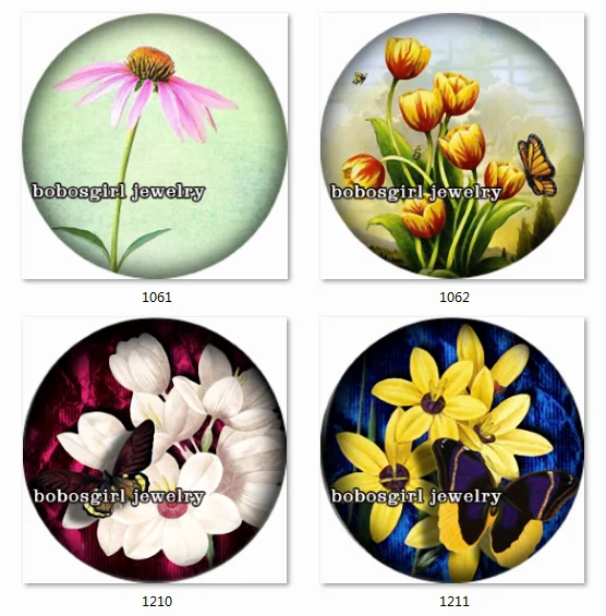 

SN1043 Flower snap button Jewelry Charm photo glass cabochon