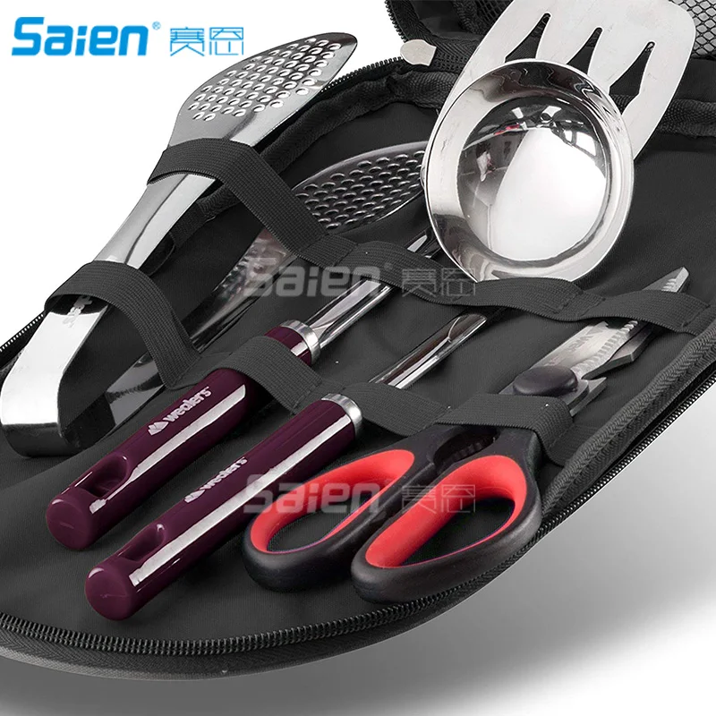 Günstig Camp Küche Utensil Veranstalter Reise Set Tragbare 8 Stück BBQ Camping Kochgeschirr Utensilien Reise Kit